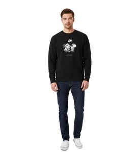 Soulland Vernon Men's Sweatshirt with Peanuts Front Print and Logo Print, 100% Cotton, Black