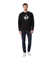 Soulland Vernon Men's Sweatshirt with Peanuts Front Print and Logo Print, 100% Cotton, Black