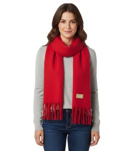 JJXX Leslie Damen Herbst-Schal mit Fransen weicher langer Web-Schal schlichter Winter-Schal Feurig rot