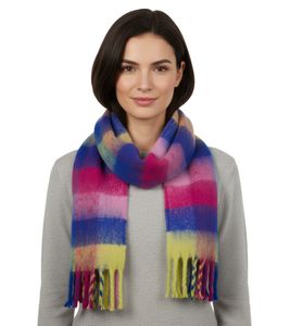 JJXX Leslie Damen Herbst-Schal mit Fransen weicher langer Web-Schal schlichter Winter-Schal Mondlichtgrün / Surf the Web / Fuchsiarot