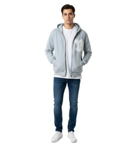 Felpa con cappuccio e zip da uomo Rough Capital Teddy, casual e comoda, grigio chiaro