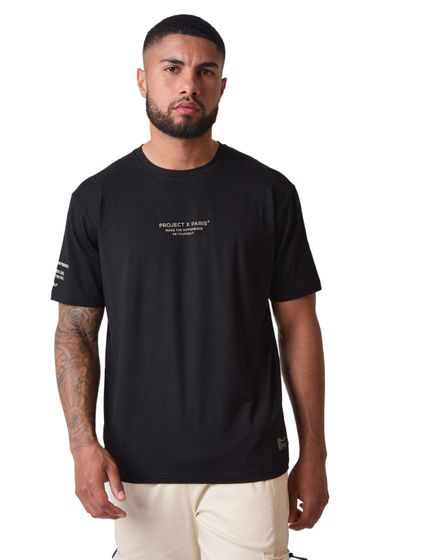 Project X Paris Reflective Font Design T-Shirt Black