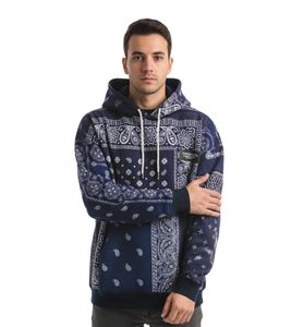 Neighborhood Bandana Chopped EC-Hooded Men's Hoodie with All-Over Bandana Pattern Streetwear Navy
