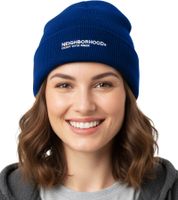 Neighborhood Unisexmütze Warme Strick-Mütze mit Logo-Patch Klassisches Streetwear-Beanie Blau