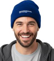 Neighborhood Unisexmütze Warme Strick-Mütze mit Logo-Patch Klassisches Streetwear-Beanie Blau