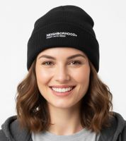 Neighborhood Unisex Hat with Logo Lettering Winter Hat Charcoal