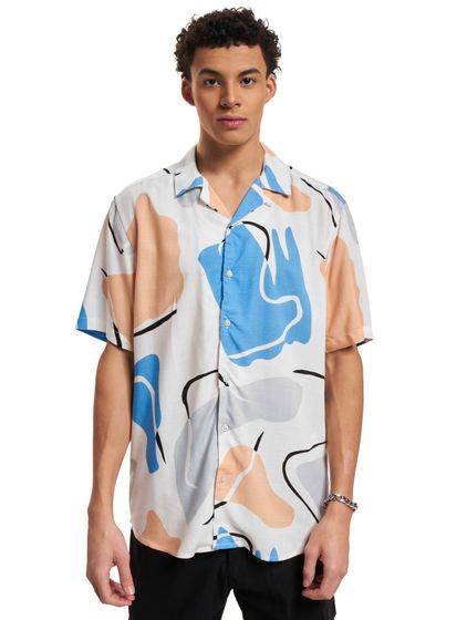 ONLY & SONS DAB REG Abstract Slub Shirt in Marina