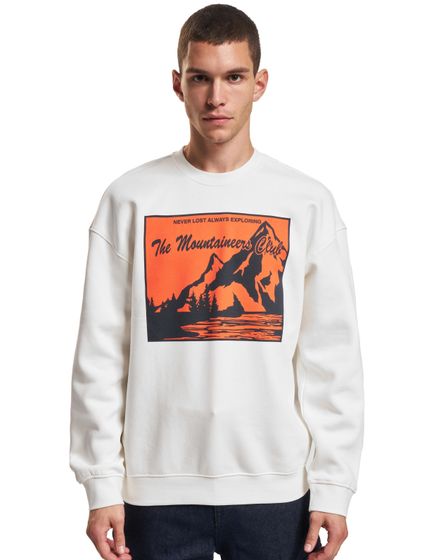ONLY & SONS Eli Lässiges Sweatshirt mit Rundhalsausschnitt und Kontrastdruck, Cloud Dancer