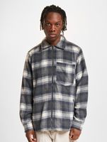 ONLY & SONS Austin Wool Zip Overshirt grau Nadelstreifen/Antikweiß