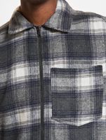 ONLY & SONS Austin Wool Zip Overshirt grau Nadelstreifen/Antikweiß