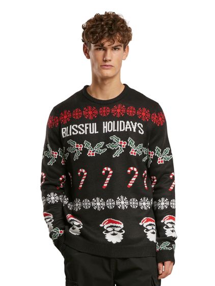 ONLY & SONS Xmas Reg 5 Allover Crew Strickpullover schwarz selig
