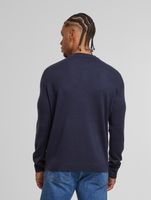 ONLY & SONS Xmas Reg 5 Aplication round neck knitted sweater in dark navy with car