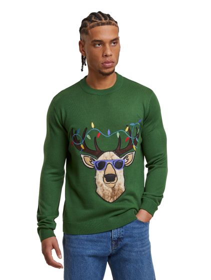 ONLY & SONS Xmas Reg 5 Rundhalspullover mit formeller Gartenbeleuchtung
