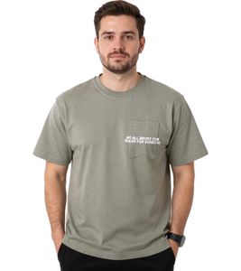 ROUGH. Basil Men's T-Shirt with Chest Pocket, Cotton Shirt, Green ROUGH. Basil Men's T-Shirt with Chest Pocket, Cotton Shirt, Green