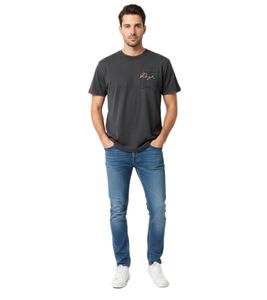 Camiseta ROUGH con bolsillo para hombre, corte clásico, bolsillo en el pecho, algodón de alta calidad, negra