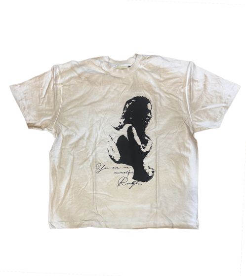 ROUGH. Herren T-Shirt Kurzarm-Shirt stylisches Baumwoll-Shirt Alltags-Shirt Weiß/Beige