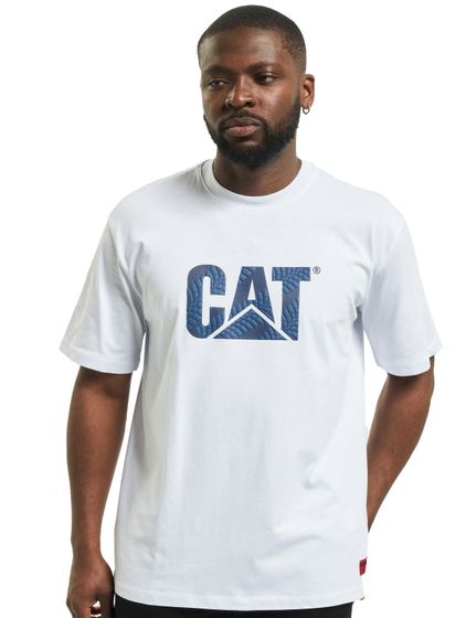 CATERPILLAR T-Shirt mit Caterpillar-Räder-Print weiß