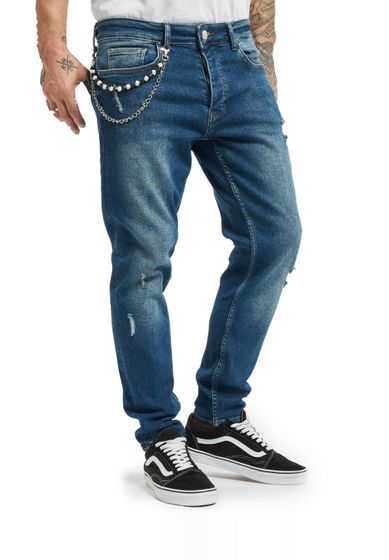 2Y Premium Destroyed Tapered Denim azul