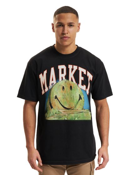 T-shirts Market Smiley Out Of Body noir délavé