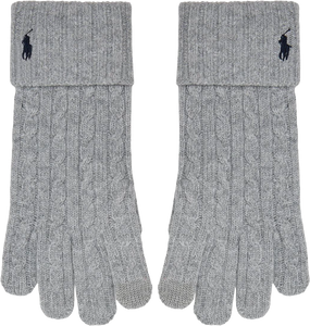 Guantes de punto trenzado unisex Polo Ralph Lauren Touch: Estilo premium que combina calidez y comodidad para otoño e invierno, gris