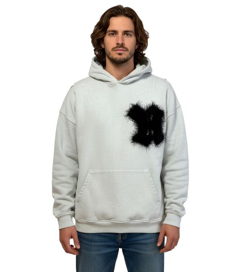 Sudadera con capucha Rough. Capital Baby Teddy para hombre, corte grueso, algodón gris claro