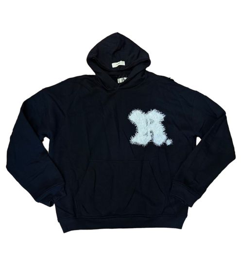 ROUGH. Felpa con cappuccio da uomo in cotone, nera