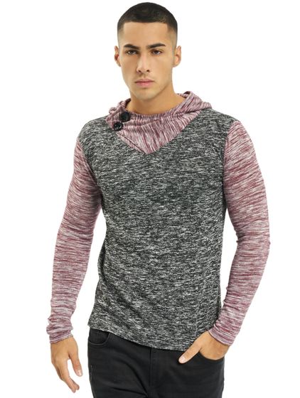 vsct 2 Btn Hooded Moulinee 2 Colour Hoodie rot