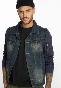 giacca in denim con maniche a bomber vsct blu