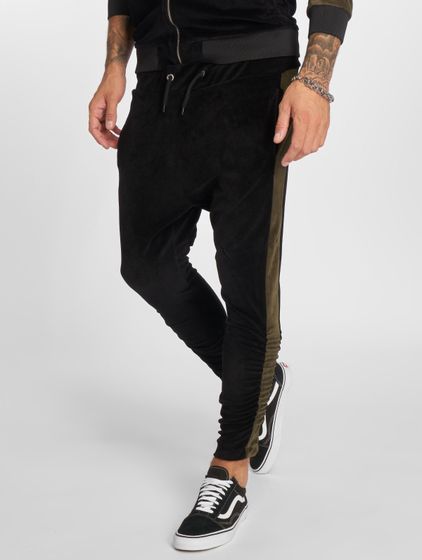 VSCT Clubwear Samt-Sweatpant mit gerafftem Bein schwarz