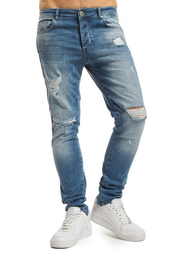 vsct Thor Track Skinny Fit Jeans Mehrfarbig Streifen Grau