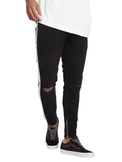 Jean slim à rayures Knox noir coupe genou vsct