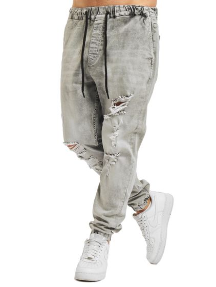 vsct Noah Antifit-Jeans mit Bündchen und Schnürsenkeln, Grau