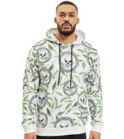 Sudadera con capucha blanca con diseño de calavera y hojas de vsct
