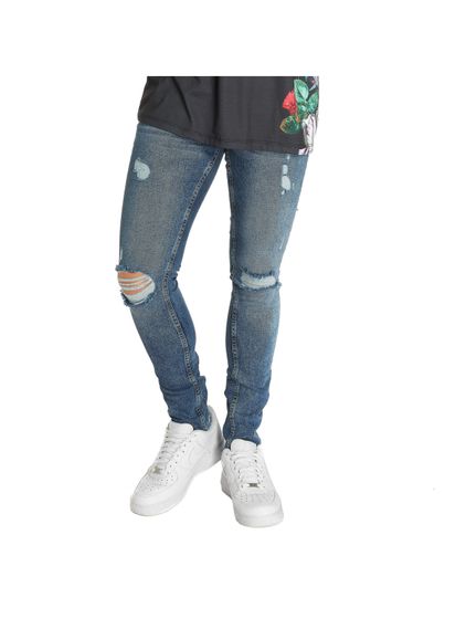 Criminal Damage Curtis Skinny Jeans Mittelblau