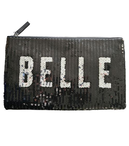NEW LOOK Belle Damen Pailletten Handtasche mit Reißverschluss Schwarz