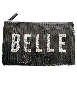 NEW LOOK Belle Damen Pailletten Handtasche mit Reißverschluss Schwarz