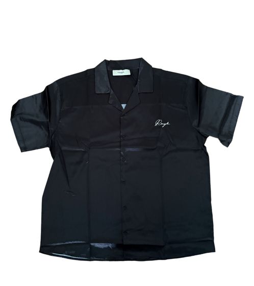 ROUGH. Silk-Hemd sytlisches Kurzarm-Hemd Flanellhemden Schwarz