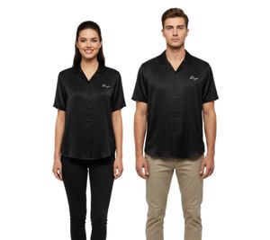 ROUGH. Silk-Hemd sytlisches Kurzarm-Hemd Flanellhemden Schwarz