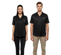 Chemise en soie ROUGH., élégante chemise à manches courtes, chemises en flanelle, noire Chemise en soie ROUGH., élégante chemise à manches courtes, chemises en flanelle, noire