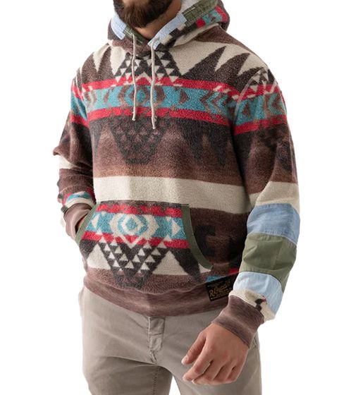 POLO RALPH LAUREN Herren Kapuzenpullover mit ethnisches Muster Hoodie Braun/Weiß/Grün