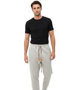 ROUGH. Nabe Men's Sweatpants with Logo Embroidery, Gray Cotton Pants