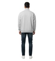 Sudadera Jeanerica Alain Melange con Media Cremallera y Cuello Alto para Hombre - Estilo Casual Elegante - Gris Claro