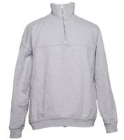 Sudadera Jeanerica Alain Melange con Media Cremallera y Cuello Alto para Hombre - Estilo Casual Elegante - Gris Claro