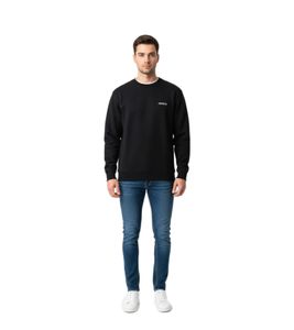 Jeanerica Dion Herren Rundhals-Sweatshirt mit Stempel-Logo Premium-Baumwolle komfortabel und stylish Schwarz 