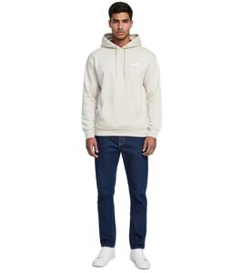 Sweat à capuche Jeanerica Charlie pour homme, beige, coupe décontractée, logo Stamp