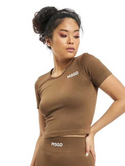 Maglietta a coste senza cuciture Missguided marrone
