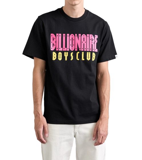 T-shirt con logo dritto Billionaire Boys Club e grande stampa del marchio, scollo rotondo, in cotone nero