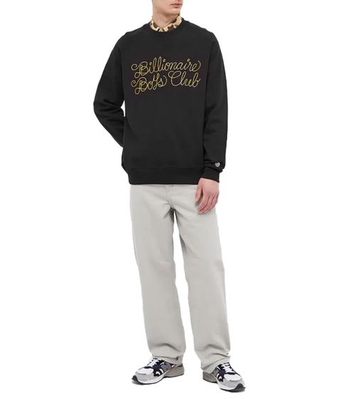 Felpa girocollo Billionaire Boys Club con logo in corda glitterata B21427 Nero