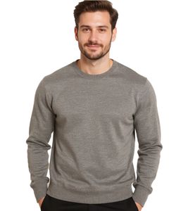 Maglione da uomo in lana merino BARO Cousteau, maglia a maglia, grigio