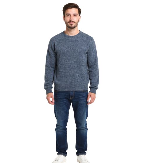 Suéter de Lana Merino BARO Cousteau para Hombre, Gris/Blanco